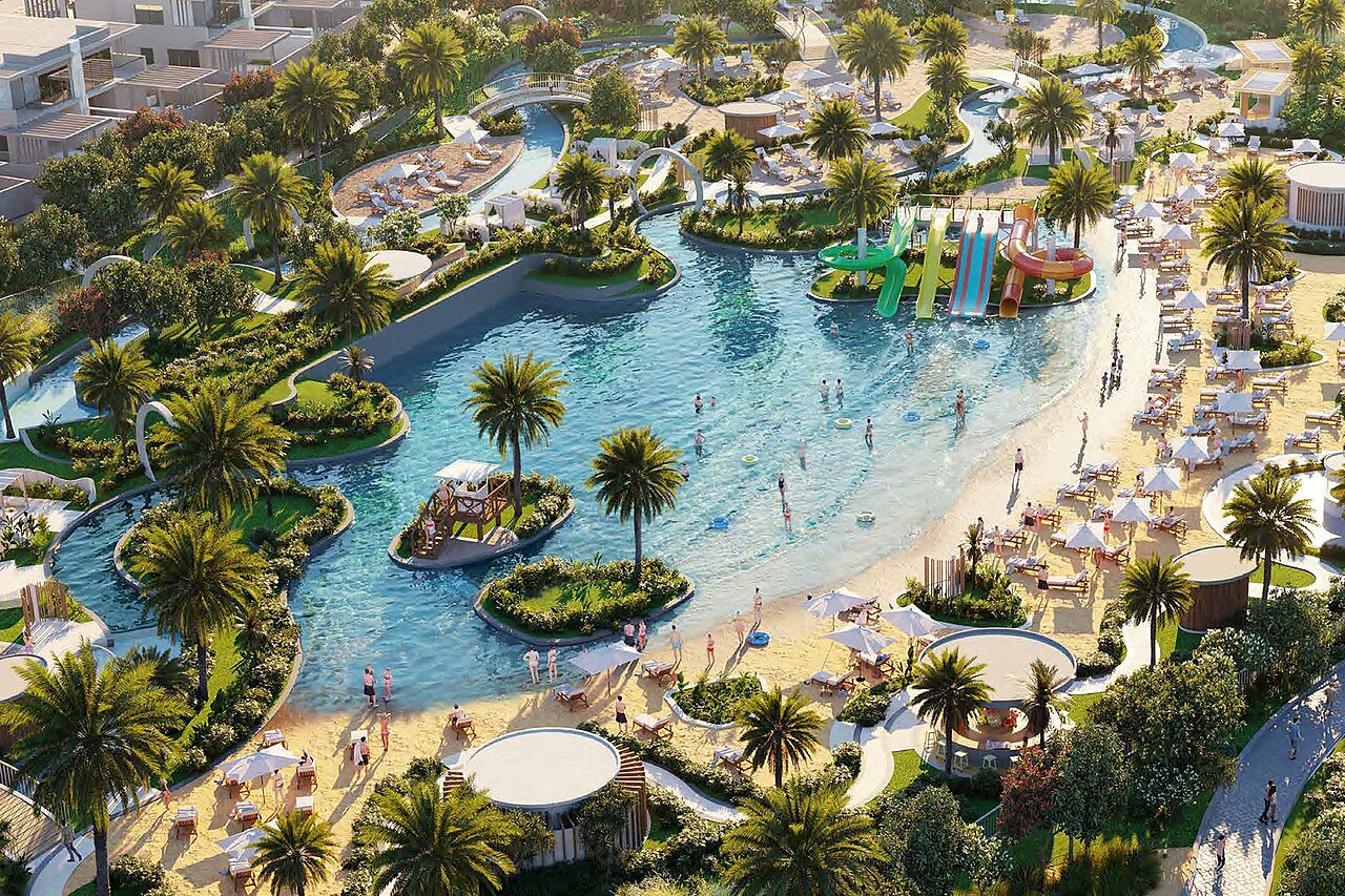 Pool and landscaping at DAMAC Hills 2
